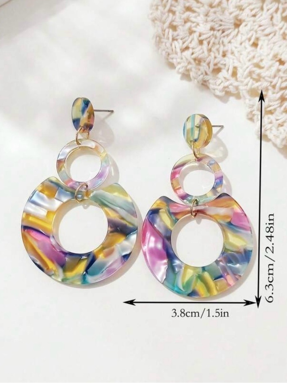 Multicolor Circle Drop Earrings
